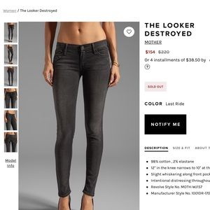 Mother Denim "The Looker" in Destroyed Ride